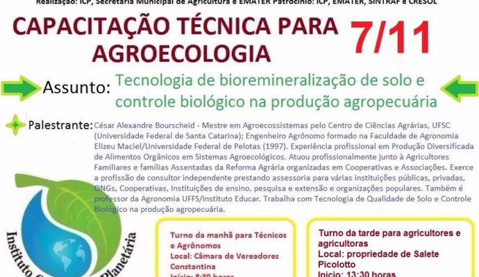 CONVITE: CAPACITAÇÃO TÉCNICA PARA AGROECOLOGIA