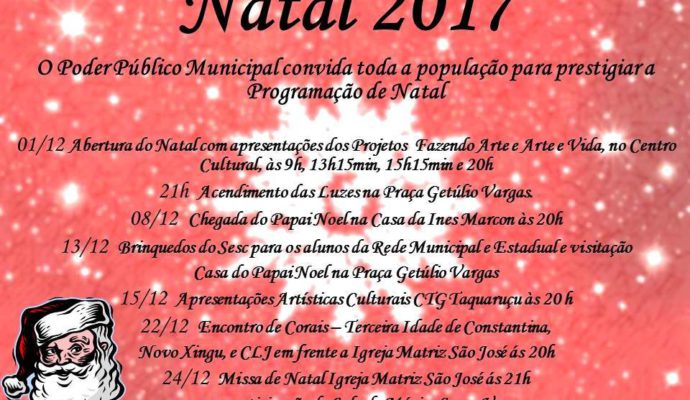 CONFIRA A PROGRAMAÇÃO DE NATAL 2017