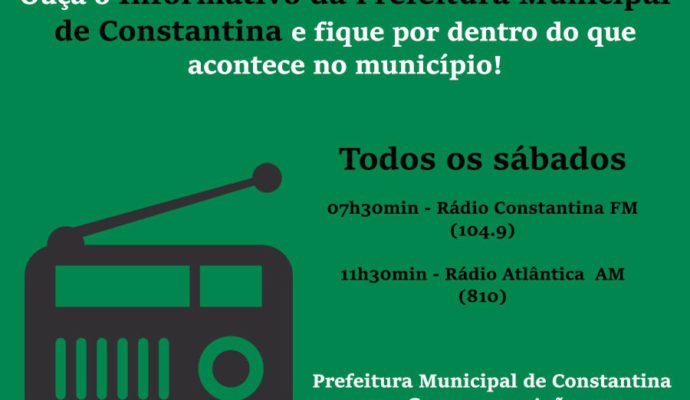Informativo Prefeitura Municipal de Constantina 19/01/2019