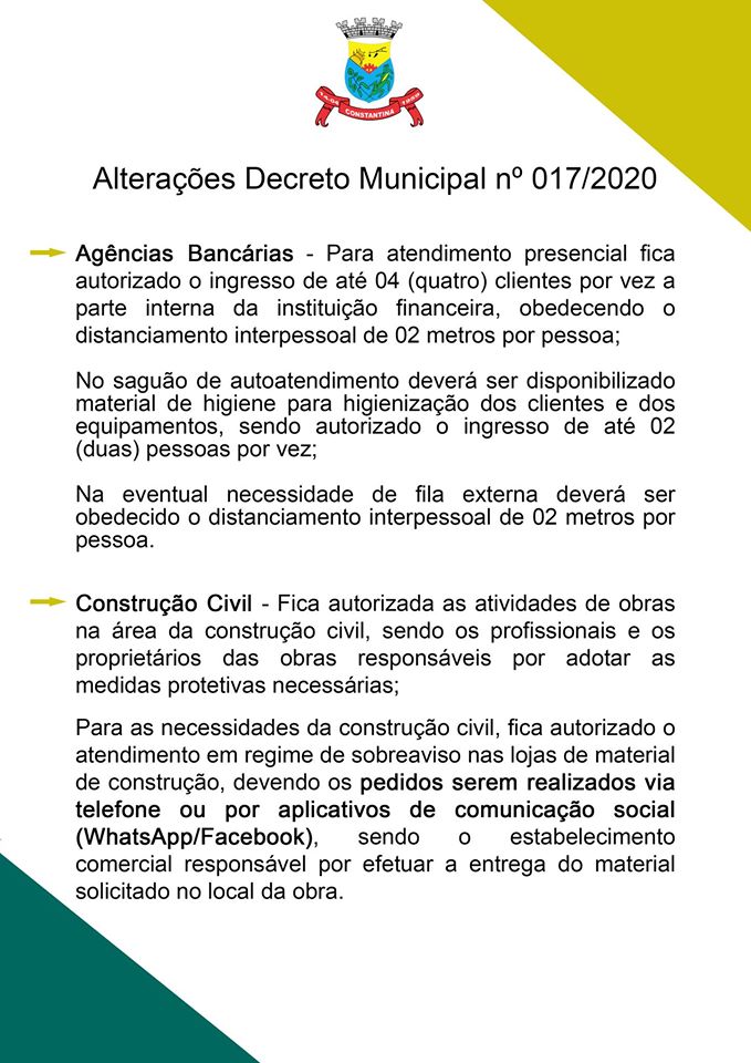 Atualizações do Decreto Municipal nº 017/2020