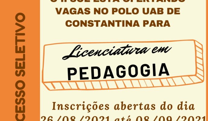 UAB Constantina oferta vagas para licenciatura em Pedagogia