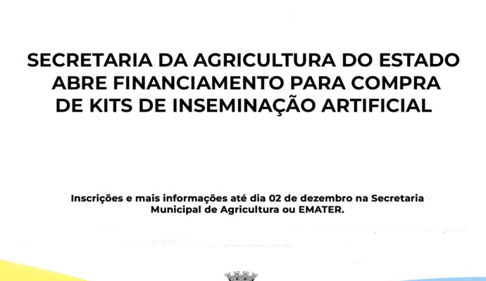 Secretaria de Agricultura abre financiamento  para compra de kits de inseminação artificial